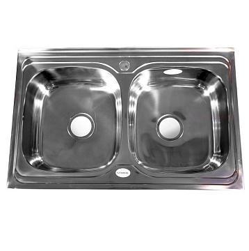 юМойка из нержавеющей стали накладная двойная FABIA 80*50 толщина0,6мм глубина180мм сифоном (10893)