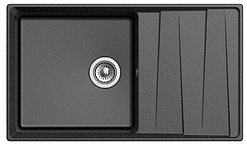 Мойка кухонная кварцевая GRANFEST LEVEL 860L 860х500 1-чаша+крыло, черный