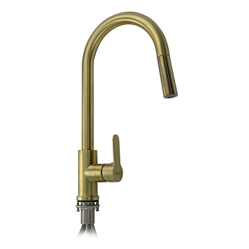 юСмеситель MAGNUS для кухни Золото, С-образный излив, НЕРЖАВЕЮЩАЯ СТАЛЬ (9129)
