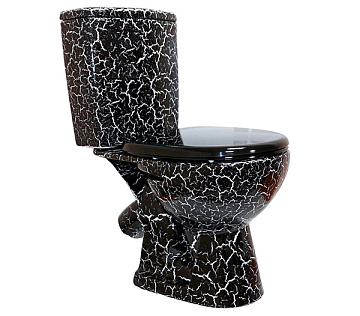 Унитаз (компакт) ROSA "УЮТ" крышка сиденье (КРАКЕЛЮР ЧЕРНЫЙ) кос.вып