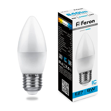 Лампа с/д FERON (9W) 230V E27 6400K, LB-570