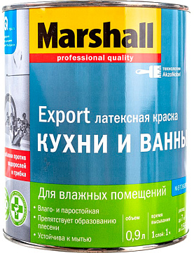 Краска Marshall Для Кухни и Ванной 0,9л база BW