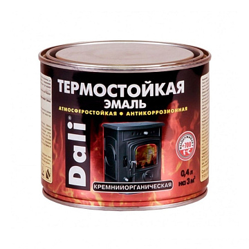 Эмаль термостойкая Черная +600+700 ºС 0,4л (кремнийорганическая) Dali (80206) (6шт)