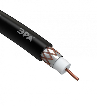 Кабель коаксиальный RG-6U, 75 Ом, CCS/(оплётка Al 64%), PVC, белый, (бухта 100м) ЭРА Simple