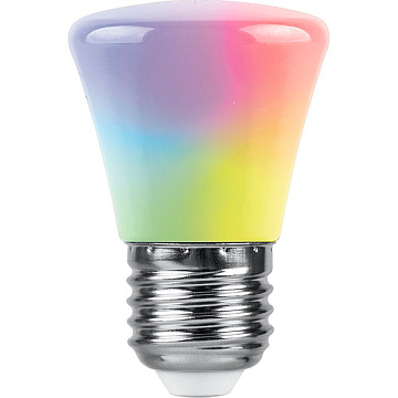 Лампа с/д FERON (1W) E27 RGB C45, LB-372 прозрачный быстрая смена цвета/ снято с производства