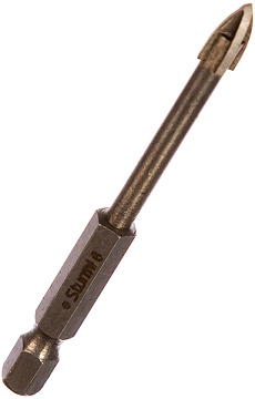 Сверло по кафелю d 6мм 4 грани Sturm! 5380102