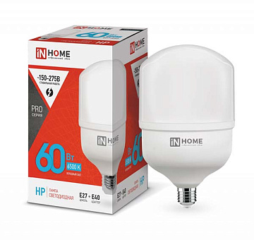 Лампа с/д IN HOME LED-HP-PRO 60Вт 230В Е27 6500К 5400Лм