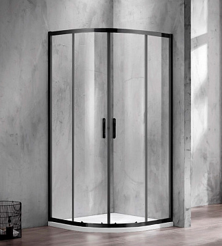 Душевое ограждение AZARIO "MILTON 2142" 90*90*200 профиль ЧЕРНЫЙ, прозрачное стекло 6мм EASY CLEAN