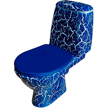 Унитаз (компакт) ROSA "ПРЕМЬЕР" крышка сиденье (КРАКЕЛЮР СИНИЙ)