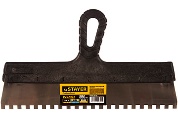 Шпатель STAYER нерж.с пл.ручкой 350мм зуб 8х8мм 1009-35-08