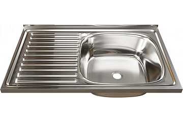 Мойка из нержавеющей стали накладная MIXLINE 80*50 (ПРАВАЯ) толщина 0,4мм, глубина 160мм ()
