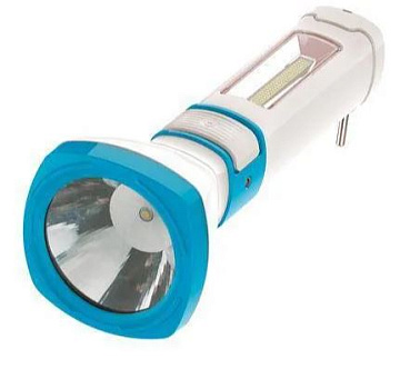 Фонарь аккум Космос 3W LED 2 режима бок. панель COB 2Вт с зар устр переходник для глубоких роз