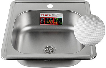 Мойка из нержавеющей стали врезная FABIA 48*48 DEKOR толщина 0,6мм, глубина16см (4806D)