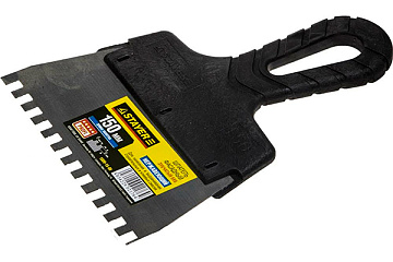 Шпатель STAYER нерж.с пл.ручкой 150мм зуб 6х6мм 1009-15-06