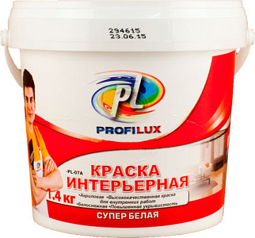 Краска PL-07А 1,4кг акриловая интерьерная  СУПЕРбел (красная эт.) PROFILUX