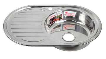 юМойка из нержавеющей стали врезная FABIA 77*50 (ПРАВАЯ) толщина 0,6мм, глубина 160мм (77506R)