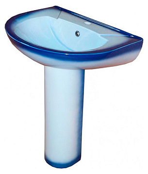 Раковина с пьедесталом ROSA ЭЛЕГАНС с отверстием СИНИЙ