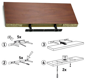 Полка со скрытым креплением (80х23,5х3,8см) черн.дерево LWFS825EB