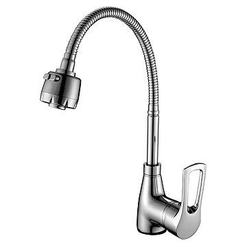 Смеситель ROSSINKA для кухни одноручный (40мм) с гибким изливом, хром (T40-26)