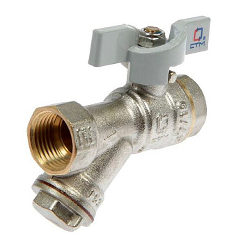 Кран шар. 1/2" с фильтром бабочка CTM  СТАНДАРТ