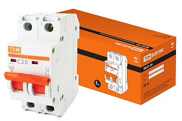 автоматический ВА47-29 2Р 20А 4,5кА х-ка С TDM SQ0206-0094