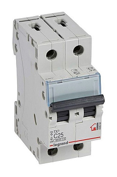 Выключатель автоматический LEGRAND TX3 2-пол. 25 А 6кА *404044*