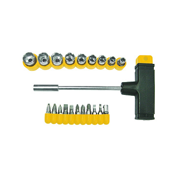 Отвертка  с Т-образной рукояткой с набором бит и головок (22 предм)   85553 БИБЕР