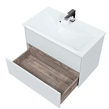 MIRSANT ULTRA 80 Тумба подвесная (БЕЛЫЙ МАТОВЫЙ) с Умывальником PREMIER-80