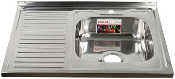 юМойка из нержавеющей стали накладная FABIA 80*60 (ПРАВАЯ) ДЕКОР толщина 0,8мм глубина17см (62275DR)
