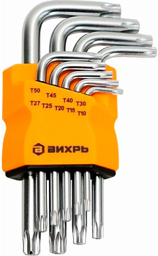 Набор ключей имбусовых Torx T10-T50 Вихрь 73/6/5/12