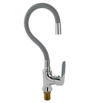Смеситель MAK для кухни с гибким изливом СЕРЫЙ (4103)