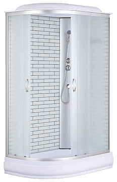 Душевая кабина LORANTO CS-66120-20R FW 120*80 средний поддон, белые кирипичики, стекло4мм