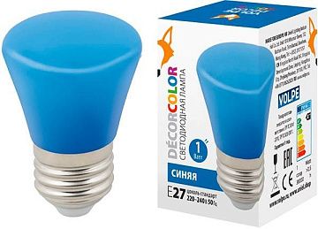 Лампа с/д Volpe LED-D45-1W/BLUE/E27/FR/С BEEL колок синий