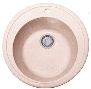 Мойка мрамор FOSTO КМД 51 К SGA-800 КРУГЛАЯ, цвет замороженный персик, D505, С СИФОНОМ
