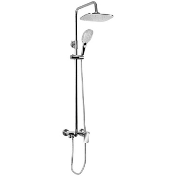 юСмеситель с душевой стойкой BRIMIX с 2-я лейками, полочка с крючками (3081)