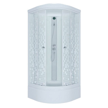 Душевая кабина TRITON СТАНДАРТ В (90*90) поддон СРЕДНИЙ, стекло АКВА МОЗАИКА, профиль БЕЛЫЙ