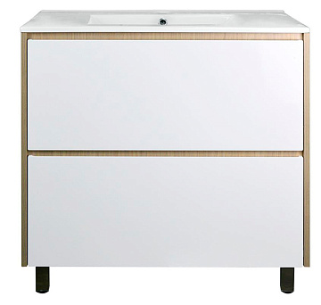 LORANTO STELLA-80/2Н Тумба ДУБ ДЫМЧАТЫЙ (810*810*460) с умывальником (LEON-7506-80)