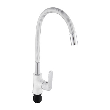 Смеситель BRIMIX для кухни с гибким изливом, шар. БЕЛЫЙ (1092)