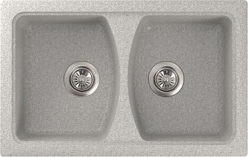 Мойка мрамор FOSTO КМ 79-50 SGA-210 ПРЯМОУГ. двойная, цвет олово,772*495*185, С СИФОНОМ