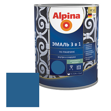 Alpina Эмаль Белорусская алкидная 3 в 1 RAL 5005 синий 0,75