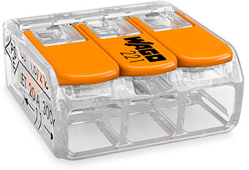 Клемма безвинтовая WAGO 3*0.14-4.0 221-413 прозр