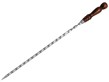 Шампур плоский с деревянной ручкой Длина-400 Ширина-12Толщина-3мм из нержавеющей полированной стали