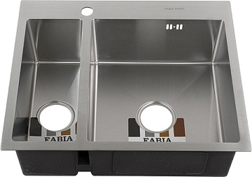 юМойка из нержавеющей стали FABIA PROFI ДВОЙНАЯ 61*51см, толщина 3,0*0,8мм + сифон (61513)
