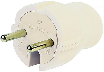 Вилка Smartbuy прямая б/з белая 10А 250В (SBE-10-P04-w)
