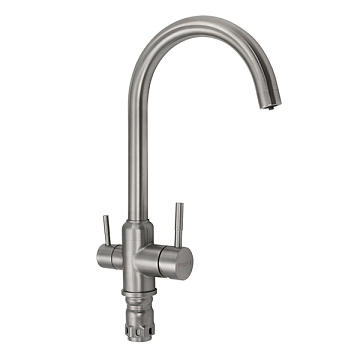 Смеситель MAGNUS для кухни С-образный излив, для фильтра, НЕРЖАВЕЮЩАЯ СТАЛЬ (91114)