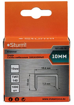 Скобы для степлера 10мм (тип 140) 1000шт Sturm! 1071-03-10