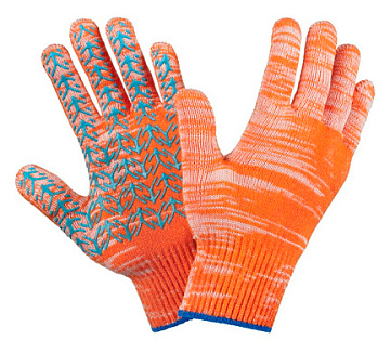 Перчатки х/б с ПВХ Оранжевые 10 класс 6 нитей Плотные L 10/250