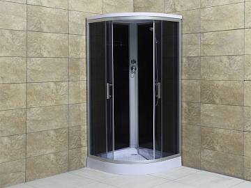 юДушевая кабина LORANTO CS-1000 SK-G 100*100*215 сер переднее стекло, черное заднее ст. низк.поддон