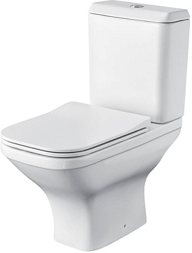 Унитаз (компакт) SANTEK ЛАЙН БЕЗОБОДКОВЫЙ гор.вып., сиденье ДЮРОПЛАСТ МИКРОЛИФТ ТОНКОЕ (1WH501573)