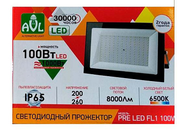 Прожектор с/д PRE LED FL2 100W BLACK IP65 холодный белый 